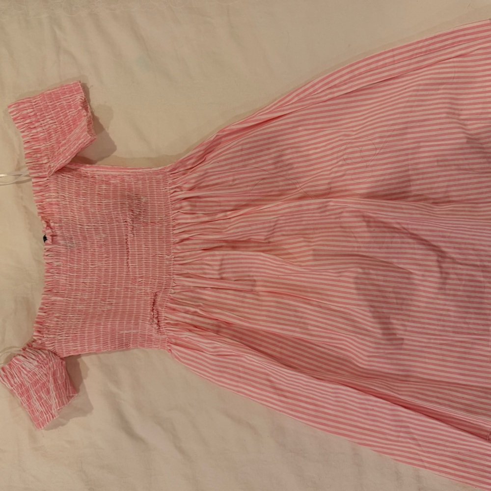 Pink Striped Off-Shoulder babydoll Dress